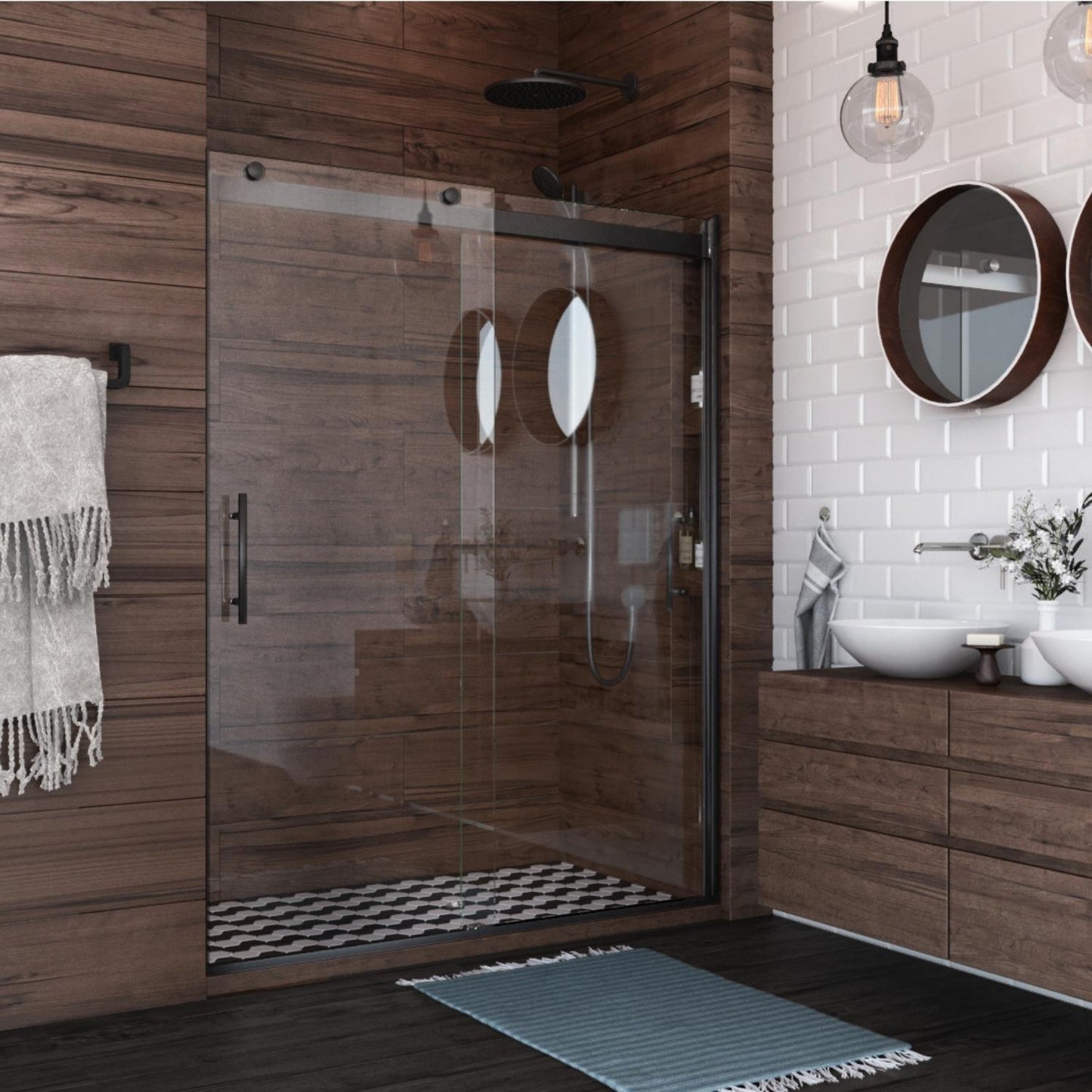 Luna Lite Sliding Bypass Frameless Shower Door | Holcam Shower Door |
5/16 in. (8 mm) thick clear tempered glass with frameless, polished edges
Configuration: reversi