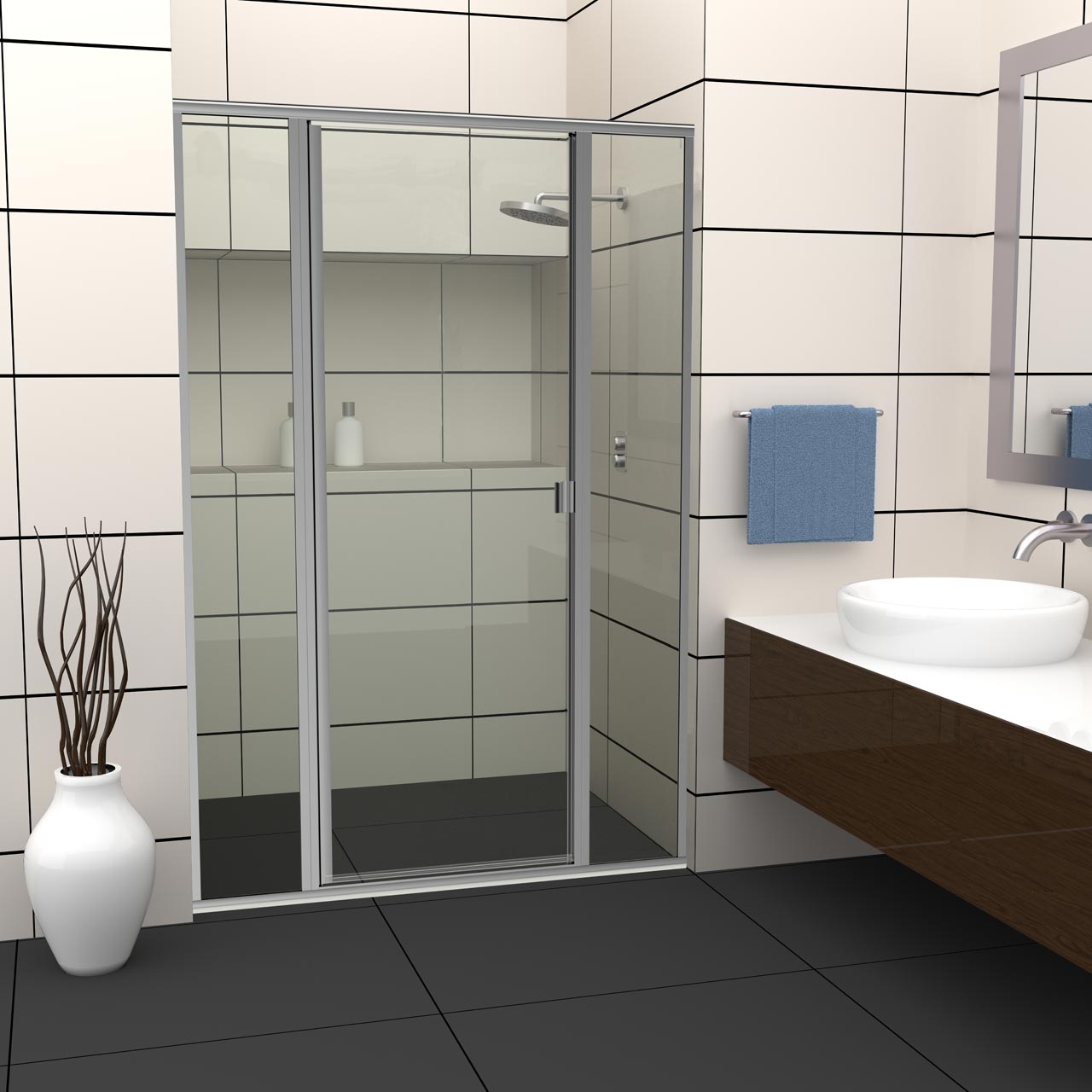 HOlcam semi-frameless Glass swing shower door - 280