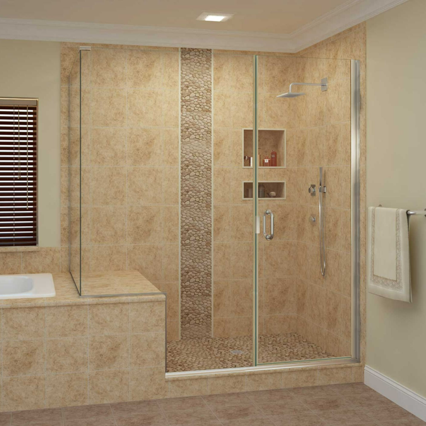 Distinctive Elite 1/4" Door & 3/8" Semi-Frameless Panel Swing Shower Door -DESD290 | Holcam Shower Door | Shower Doors & Enclosures | #description#