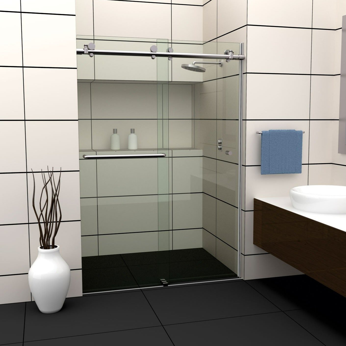 Holcam Eclipse double bypass sliding glass shower door enclosure - bse