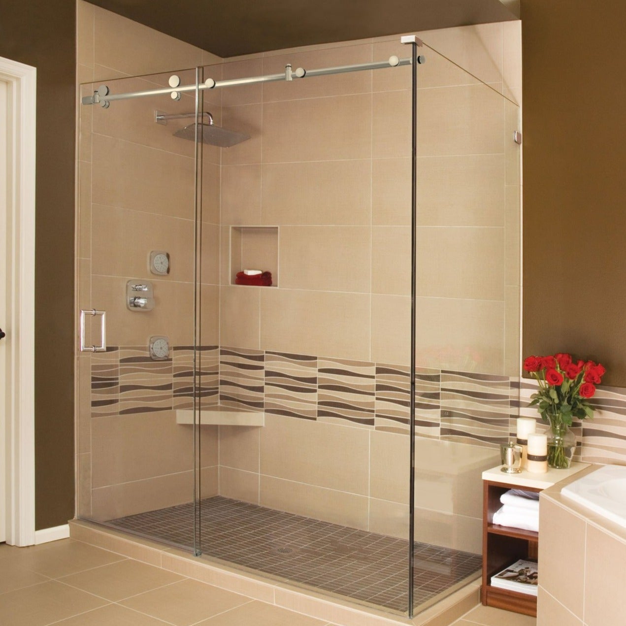 Holcam Eclipse 1/2 inch thick glass sliding shower door enclosure - se290