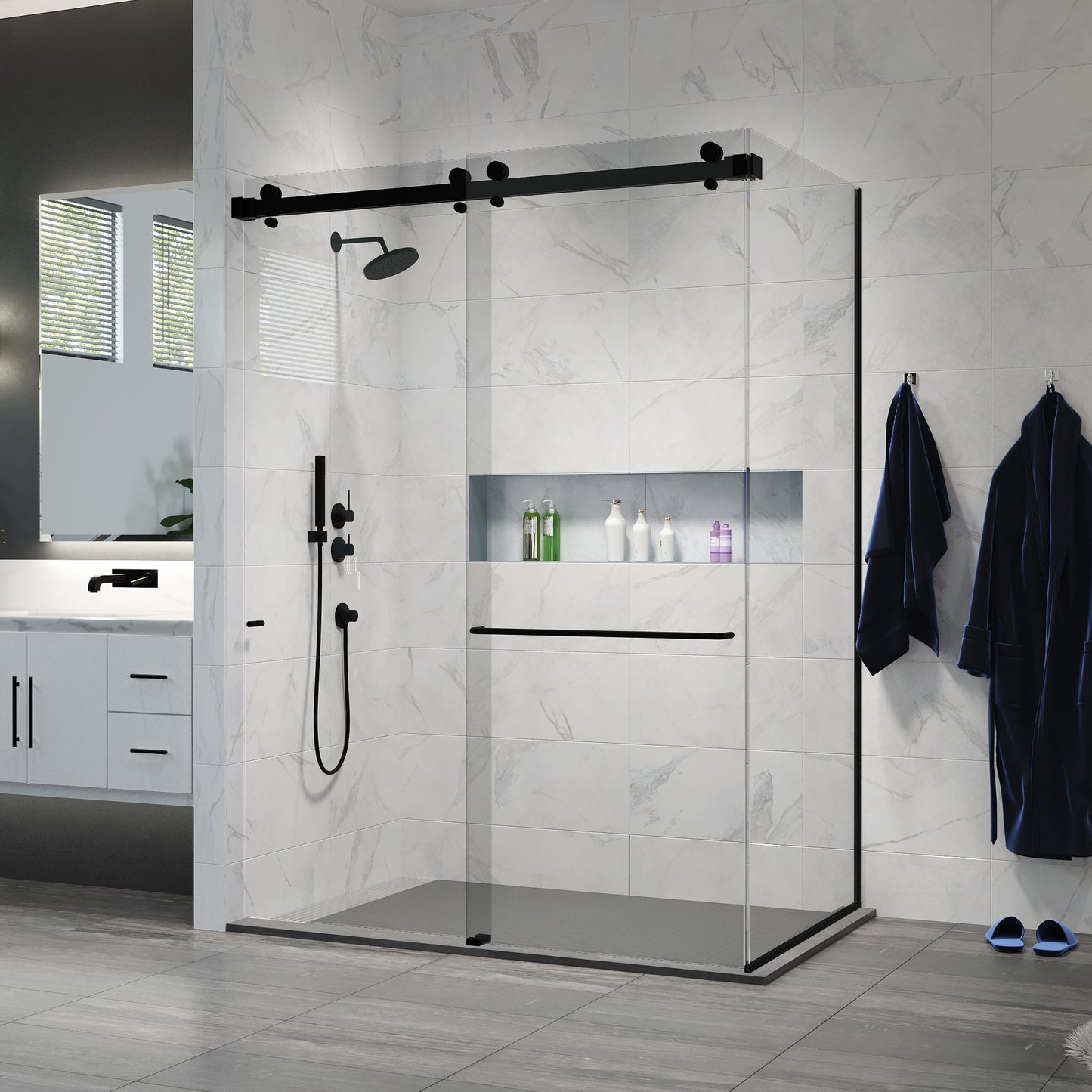 Holcam Luna premium glass frameless bypass sliding shower door enclosure