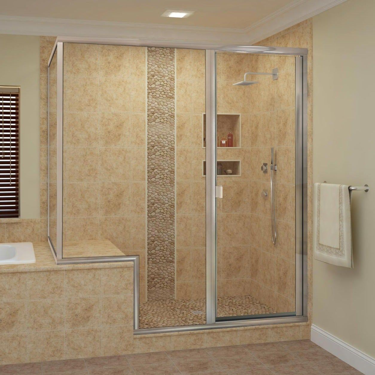 Holcam semi-frameless glass swing shower door with buttress
